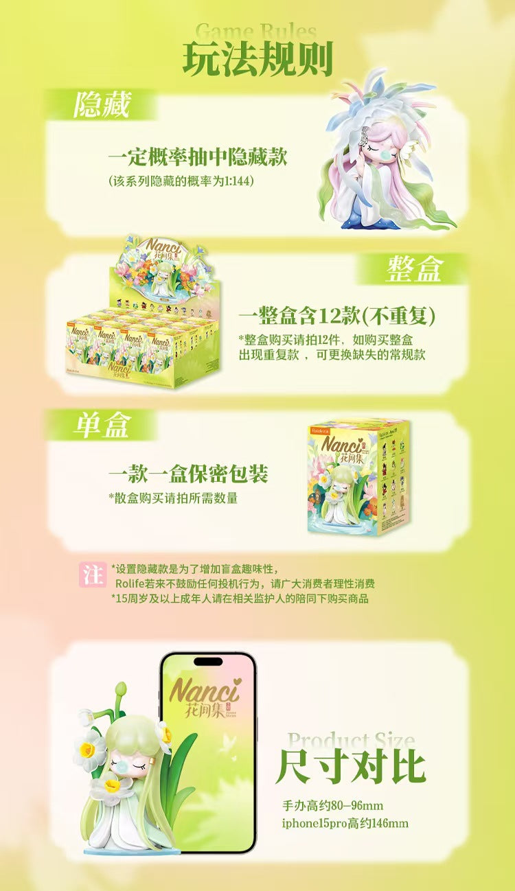 Ruolai Authentic Ruolai Nanci Flower Collection Series Blind Box Girl's Birthday Gift Desktop Ornament Giftrulruru