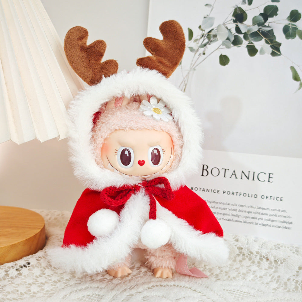 First and Second Generation Blind Box Labubu Pendant Christmas Cloak Doll Clothes Labubu Cookie Man Sweater Christmas Hat