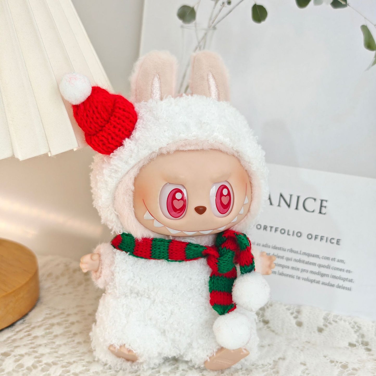 First and Second Generation Blind Box Labubu Pendant Christmas Cloak Doll Clothes Labubu Cookie Man Sweater Christmas Hat