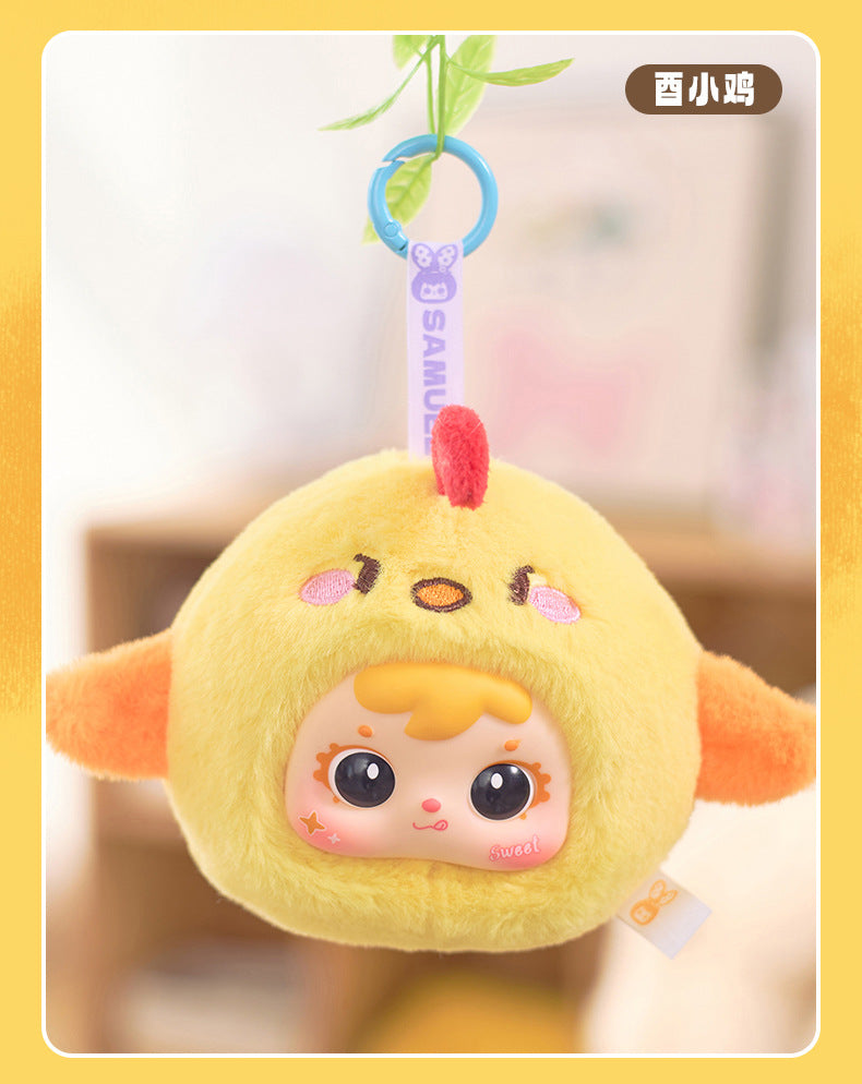 Girlish Cute Three Little Furry Zodiac Plush Blind Box Girl Backpack Decoration Pendant