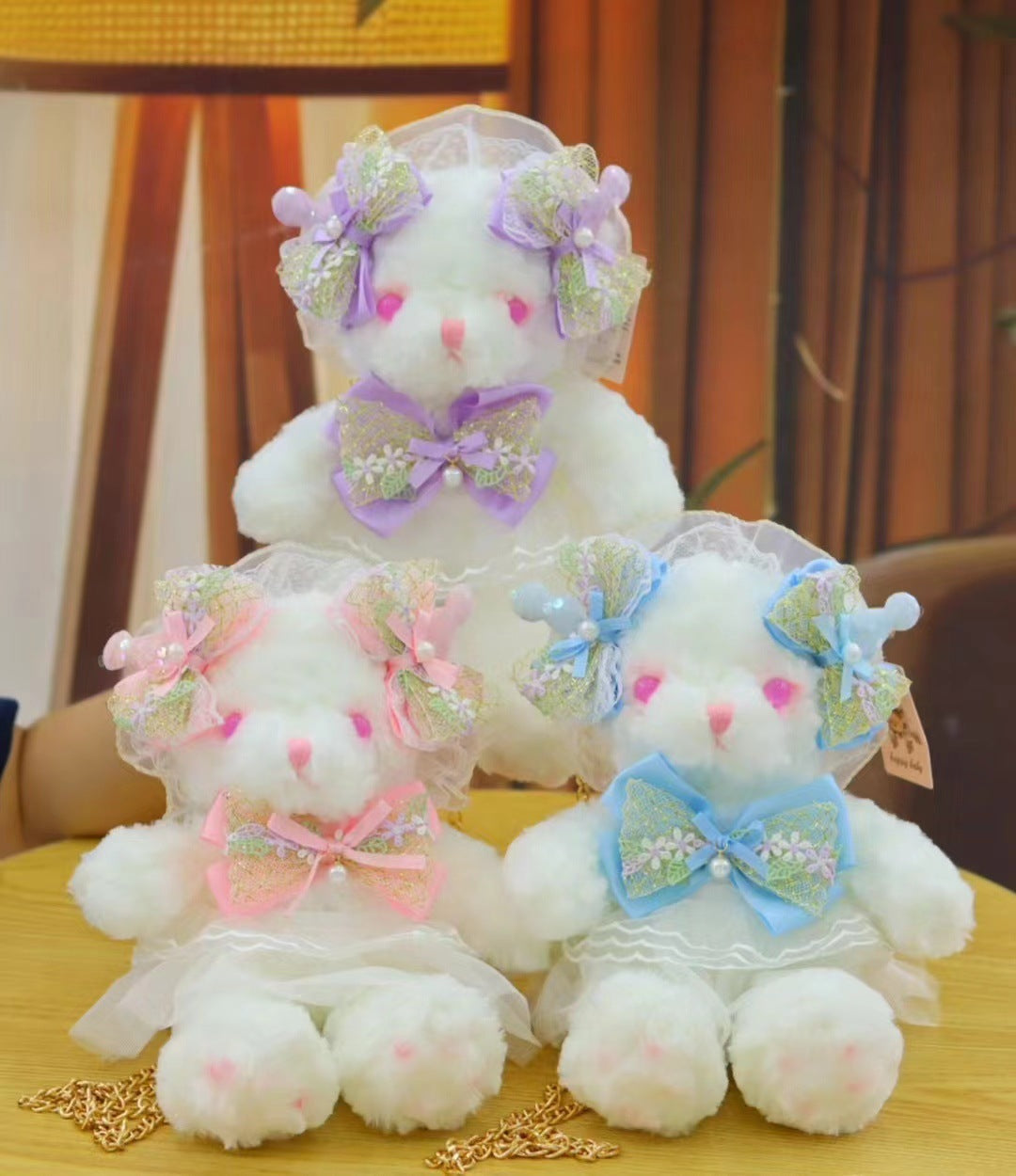 INS Cute Teddy Bear Plush Toy Lolita Handmade Bear Bag Girl Soft Bear Bag Lolita Bag