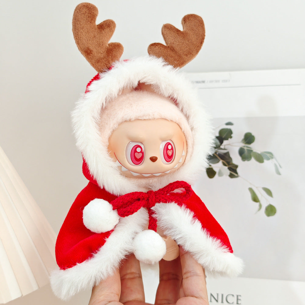 First and Second Generation Blind Box Labubu Pendant Christmas Cloak Doll Clothes Labubu Cookie Man Sweater Christmas Hat