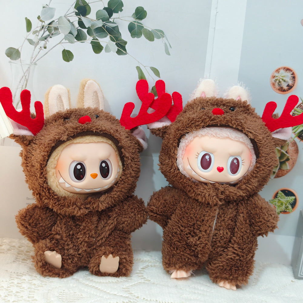 First and Second Generation Blind Box Labubu Pendant Christmas Cloak Doll Clothes Labubu Cookie Man Sweater Christmas Hat