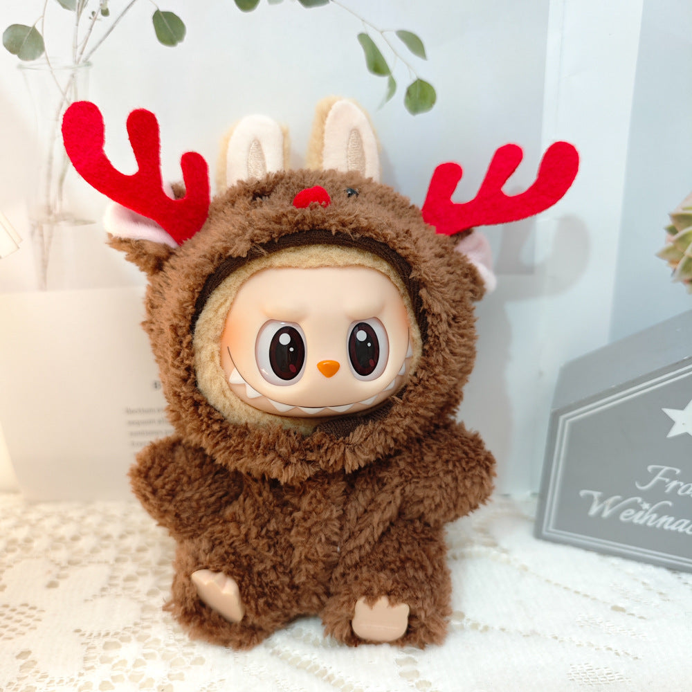 First and Second Generation Blind Box Labubu Pendant Christmas Cloak Doll Clothes Labubu Cookie Man Sweater Christmas Hat