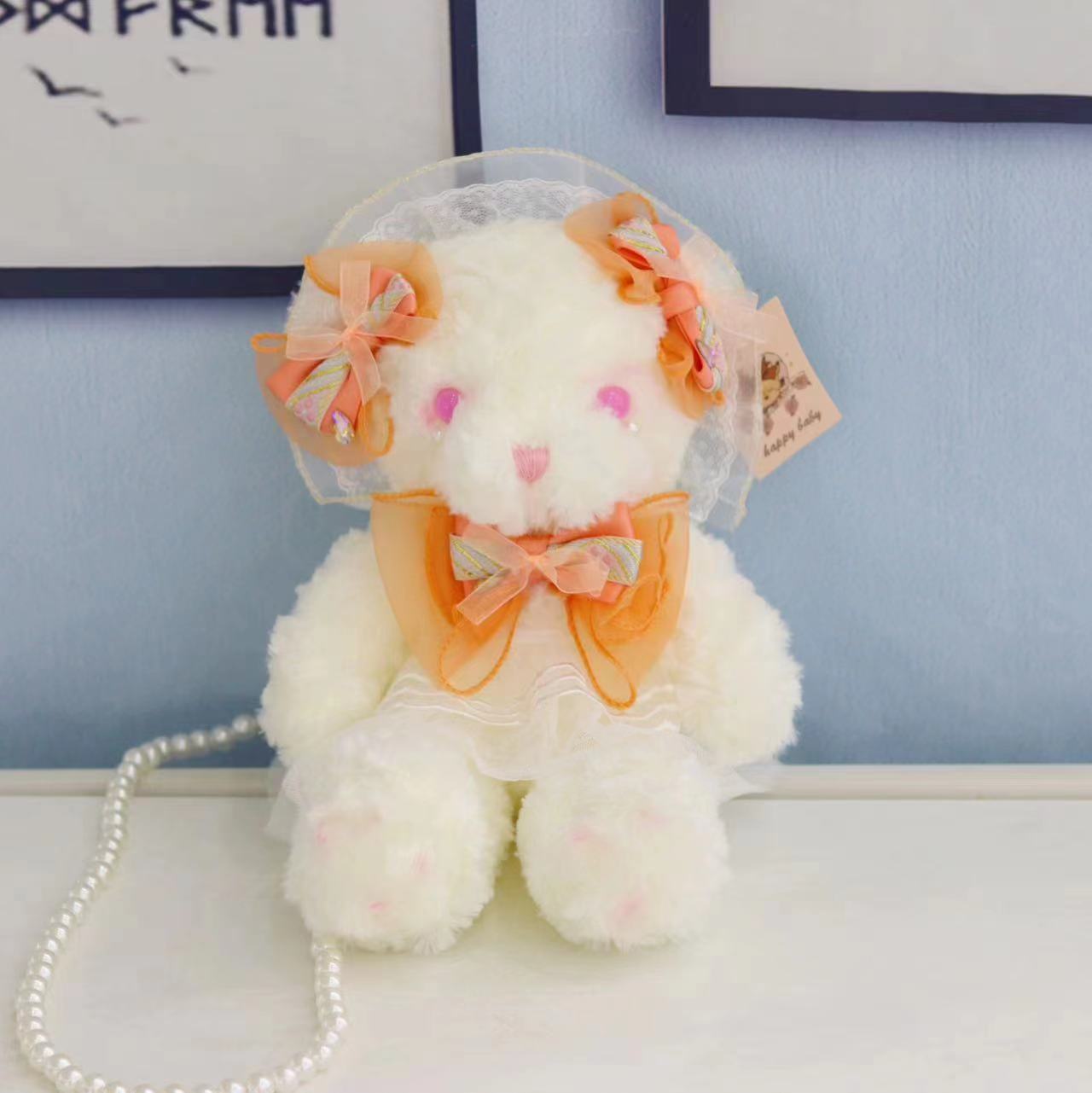 INS Cute Teddy Bear Plush Toy Lolita Handmade Bear Bag Girl Soft Bear Bag Lolita Bag