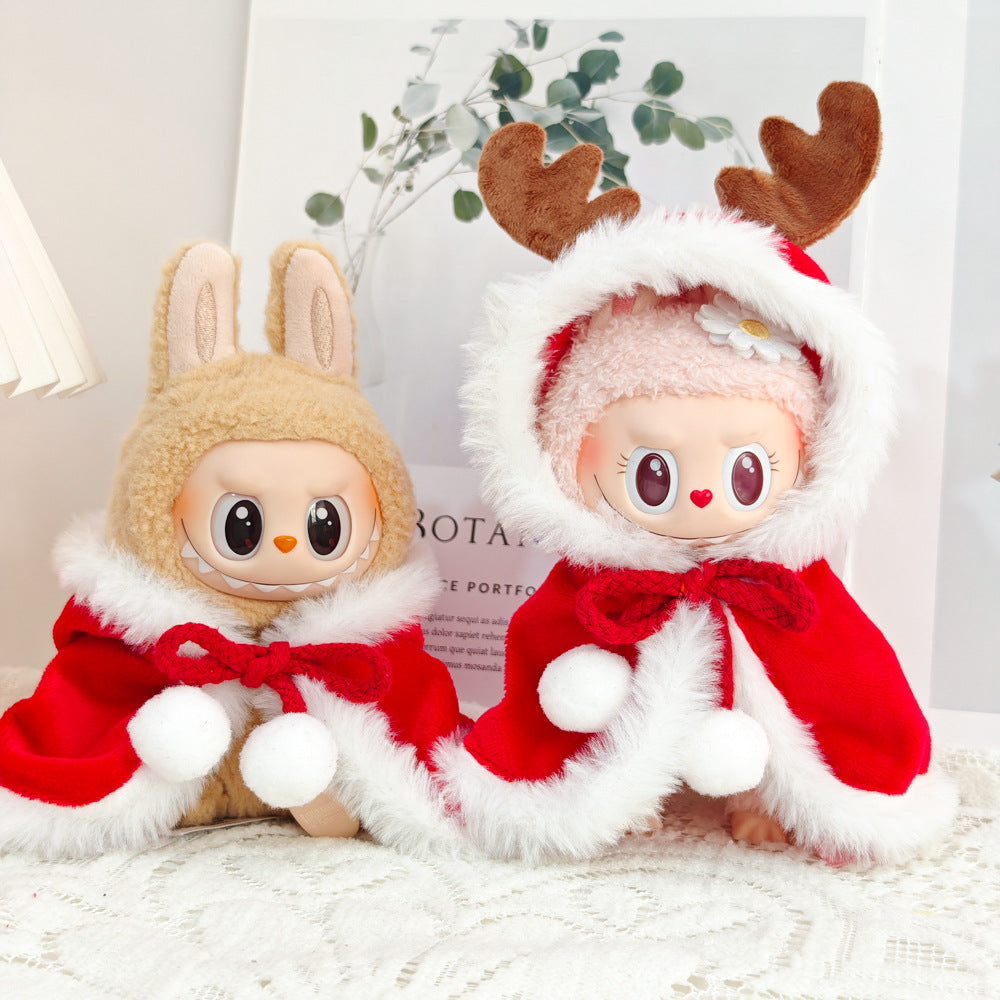 First and Second Generation Blind Box Labubu Pendant Christmas Cloak Doll Clothes Labubu Cookie Man Sweater Christmas Hat
