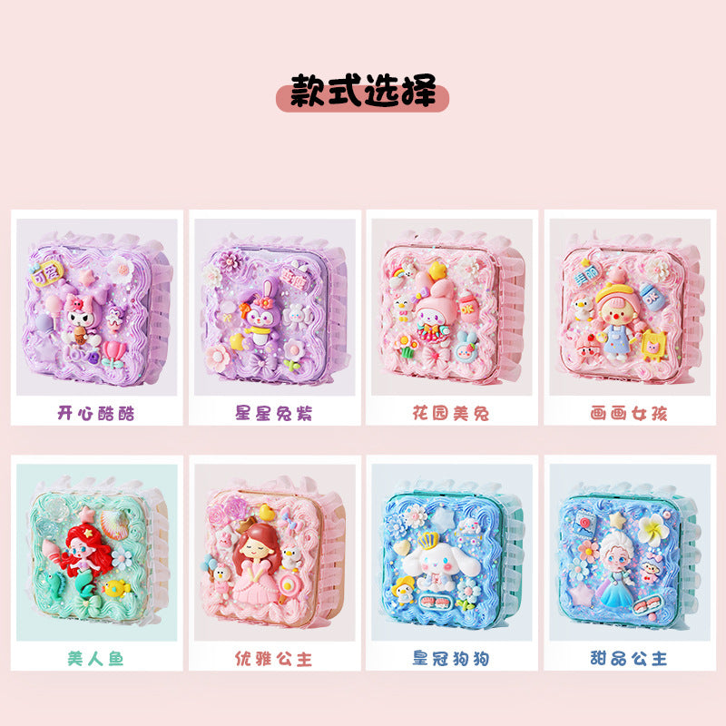 New Product Elegant Jewelry Box Children diy Simulation Cream Glue Material Kit Girl's Jewelry Box Cute Jewelry Bag