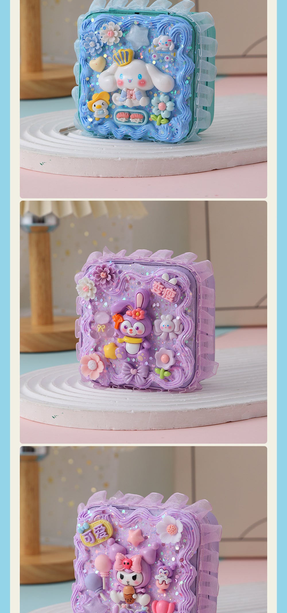 New Product Elegant Jewelry Box Children diy Simulation Cream Glue Material Kit Girl's Jewelry Box Cute Jewelry Bag