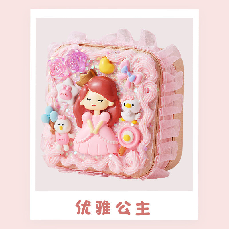 New Product Elegant Jewelry Box Children diy Simulation Cream Glue Material Kit Girl's Jewelry Box Cute Jewelry Bag