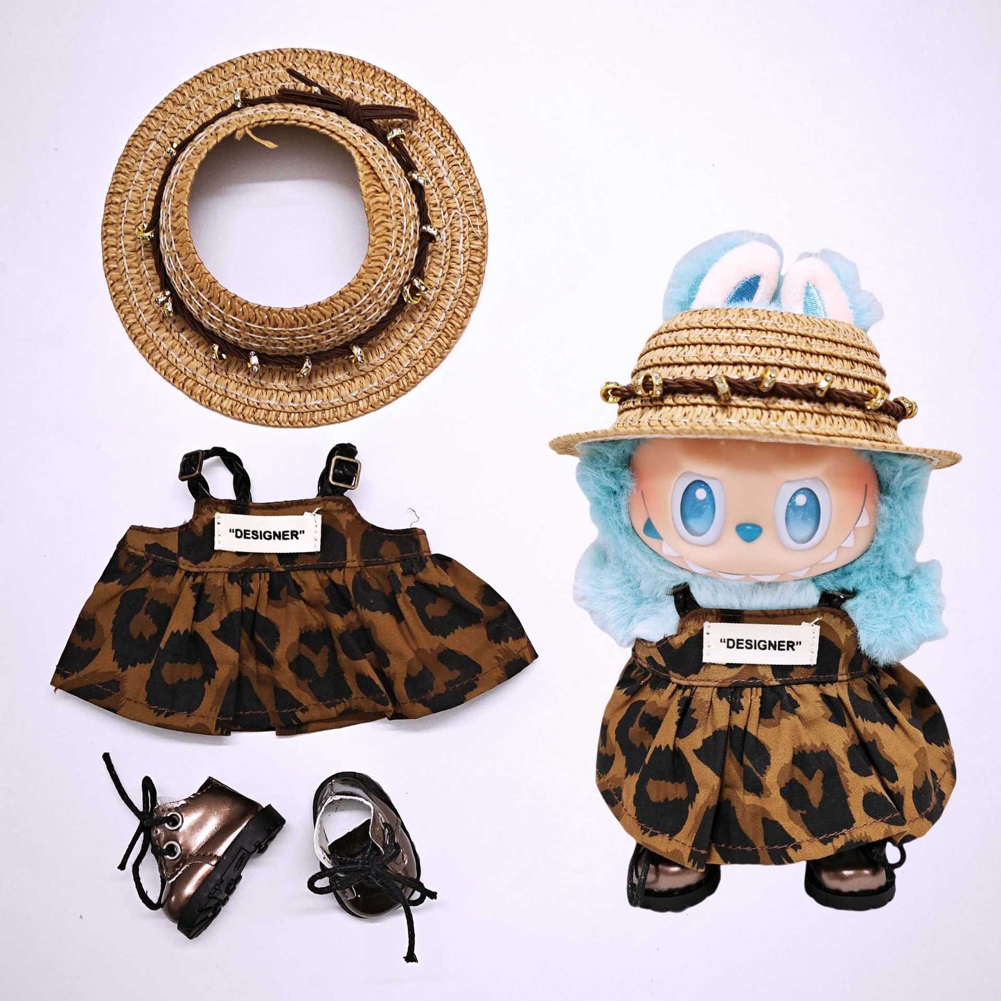 1st, 2nd, and 3rd Generation Labubu Clothes Leopard Print Strap Dress Labubu Doll Clothes