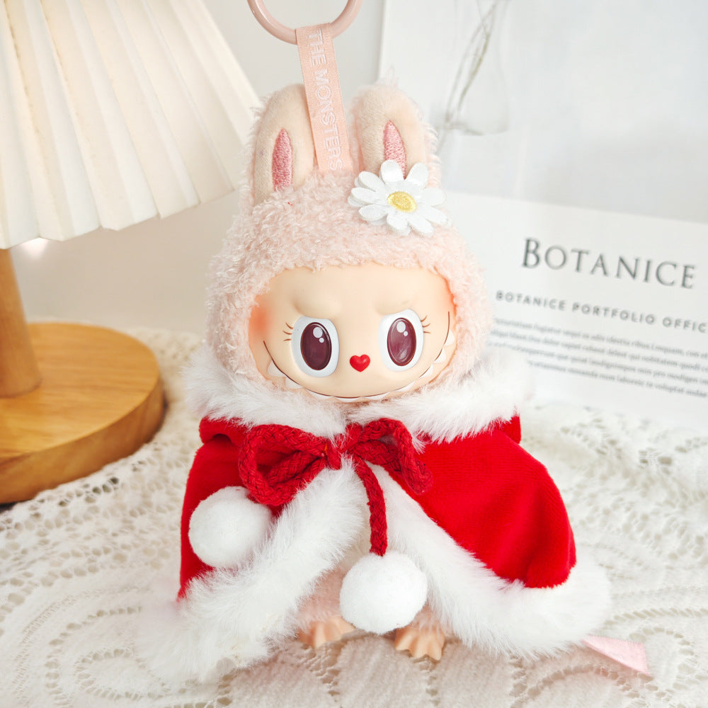 First and Second Generation Blind Box Labubu Pendant Christmas Cloak Doll Clothes Labubu Cookie Man Sweater Christmas Hat