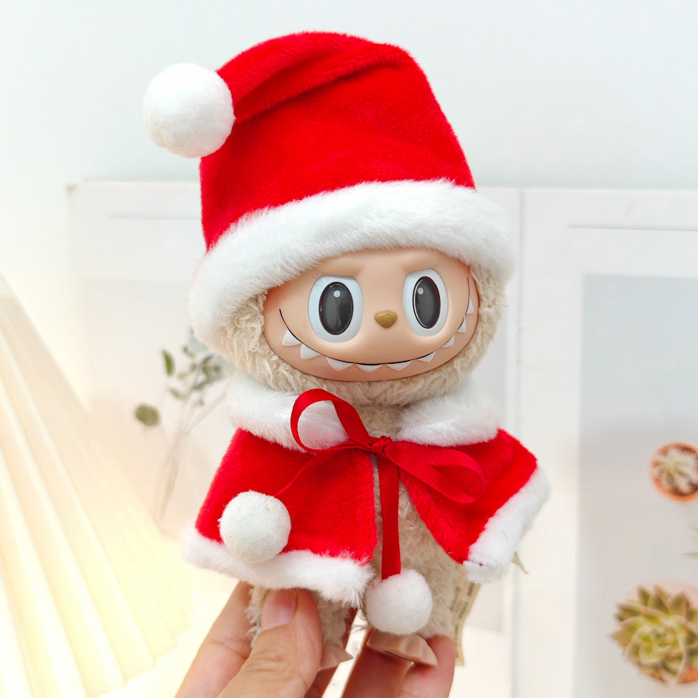 First and Second Generation Blind Box Labubu Pendant Christmas Cloak Doll Clothes Labubu Cookie Man Sweater Christmas Hat