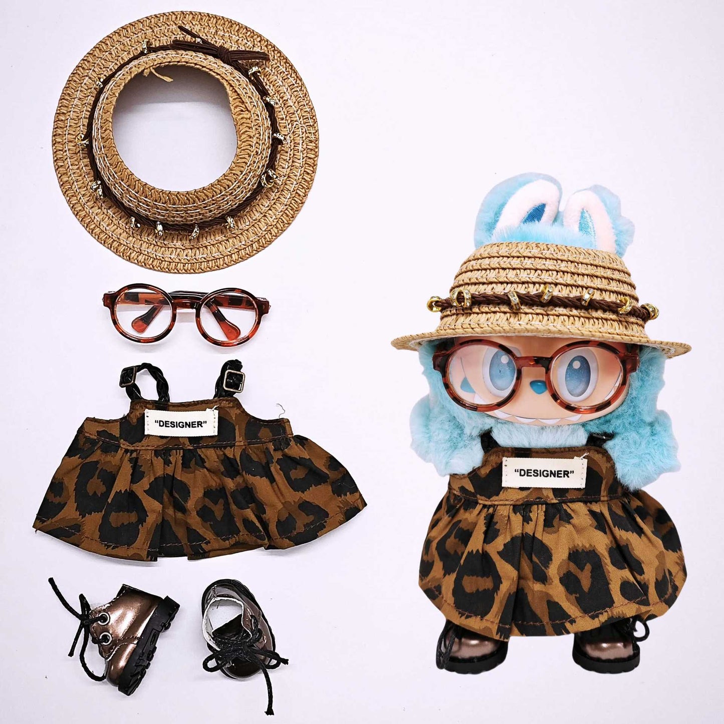1st, 2nd, and 3rd Generation Labubu Clothes Leopard Print Strap Dress Labubu Doll Clothes