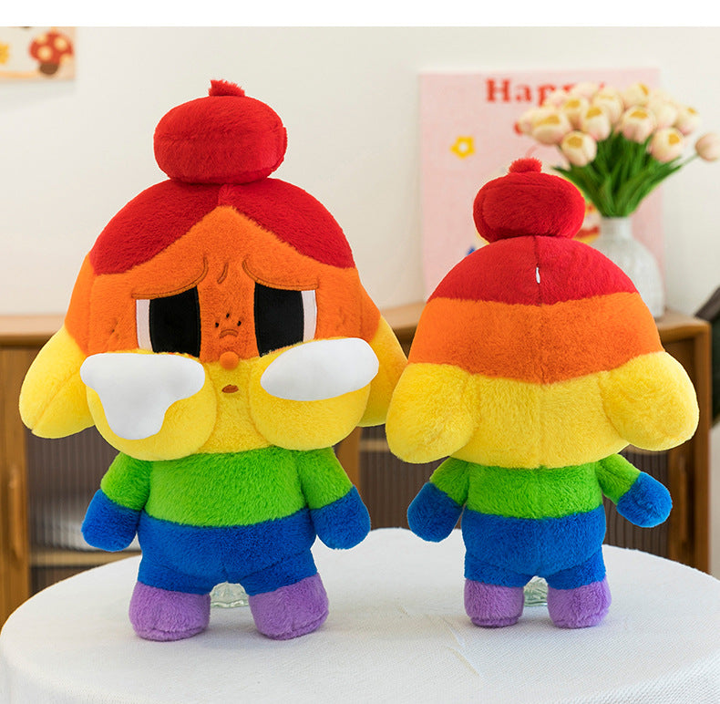 WA KU KU Rainbow Crying Baby Plush Toy Cute Doll Internet Celebrity Girl Gift Cloth Doll Wholesale