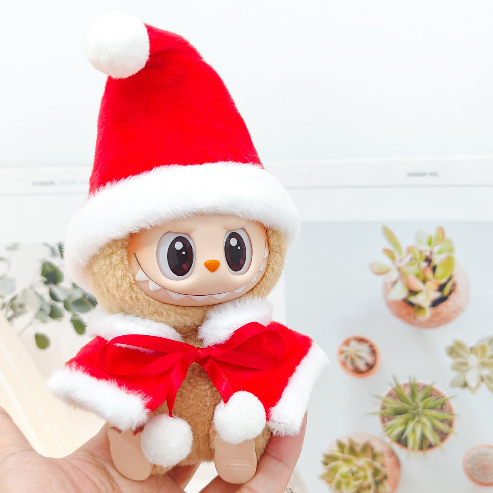 First and Second Generation Blind Box Labubu Pendant Christmas Cloak Doll Clothes Labubu Cookie Man Sweater Christmas Hat