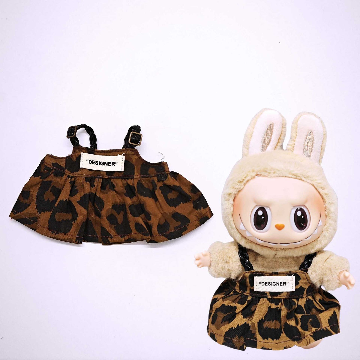 1st, 2nd, and 3rd Generation Labubu Clothes Leopard Print Strap Dress Labubu Doll Clothes