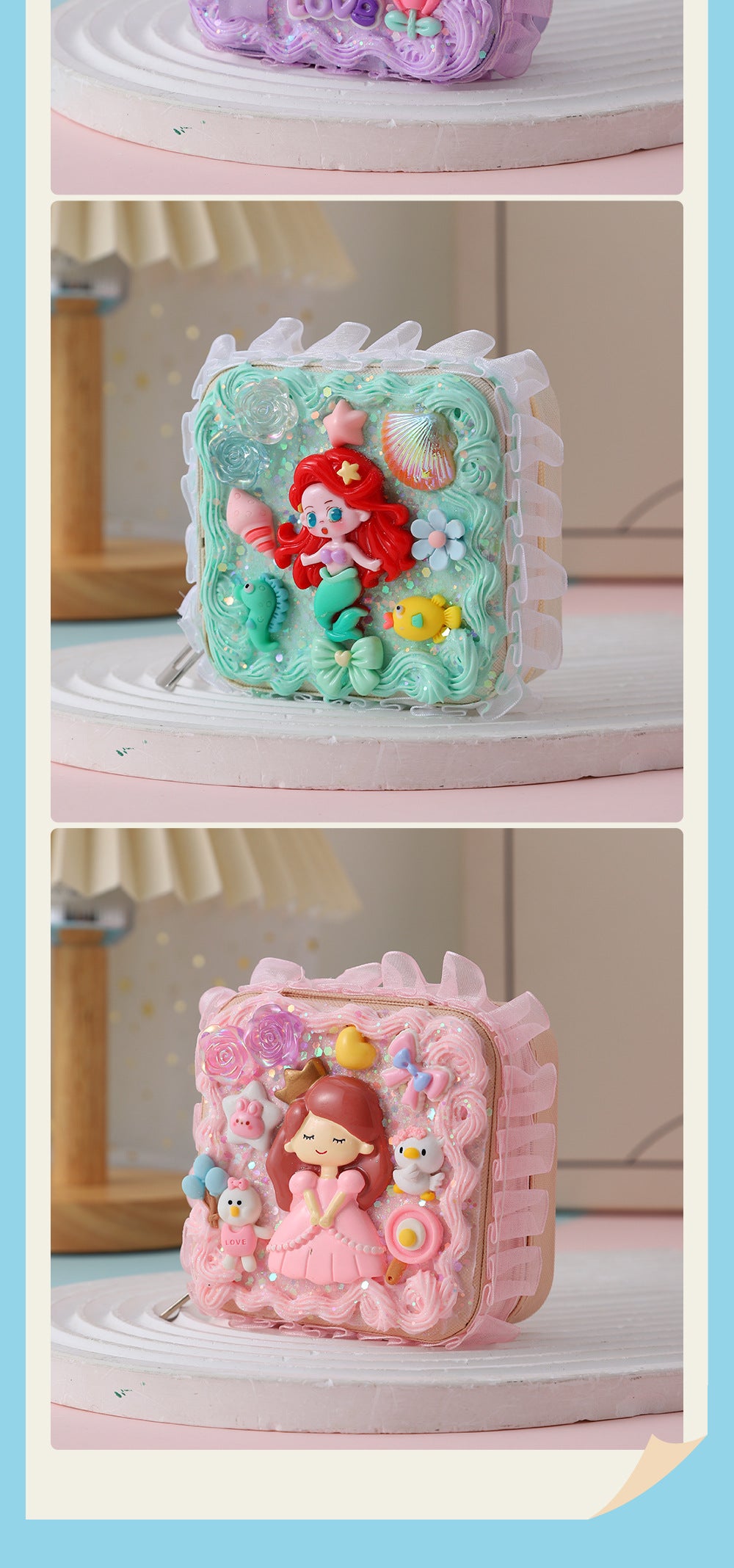 New Product Elegant Jewelry Box Children diy Simulation Cream Glue Material Kit Girl's Jewelry Box Cute Jewelry Bag