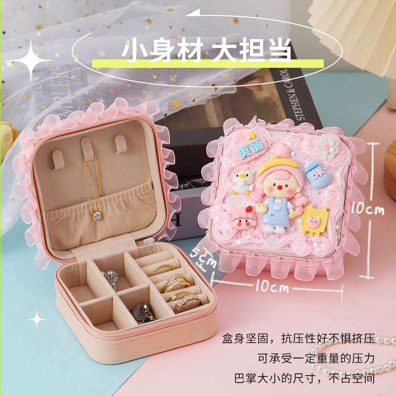 New Product Elegant Jewelry Box Children diy Simulation Cream Glue Material Kit Girl's Jewelry Box Cute Jewelry Bag