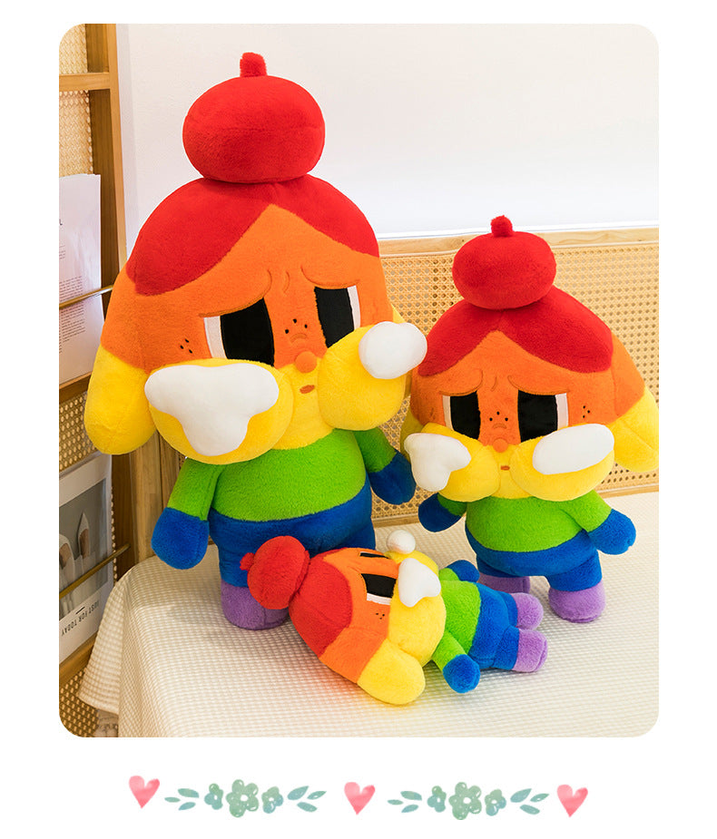 WA KU KU Rainbow Crying Baby Plush Toy Cute Doll Internet Celebrity Girl Gift Cloth Doll Wholesale