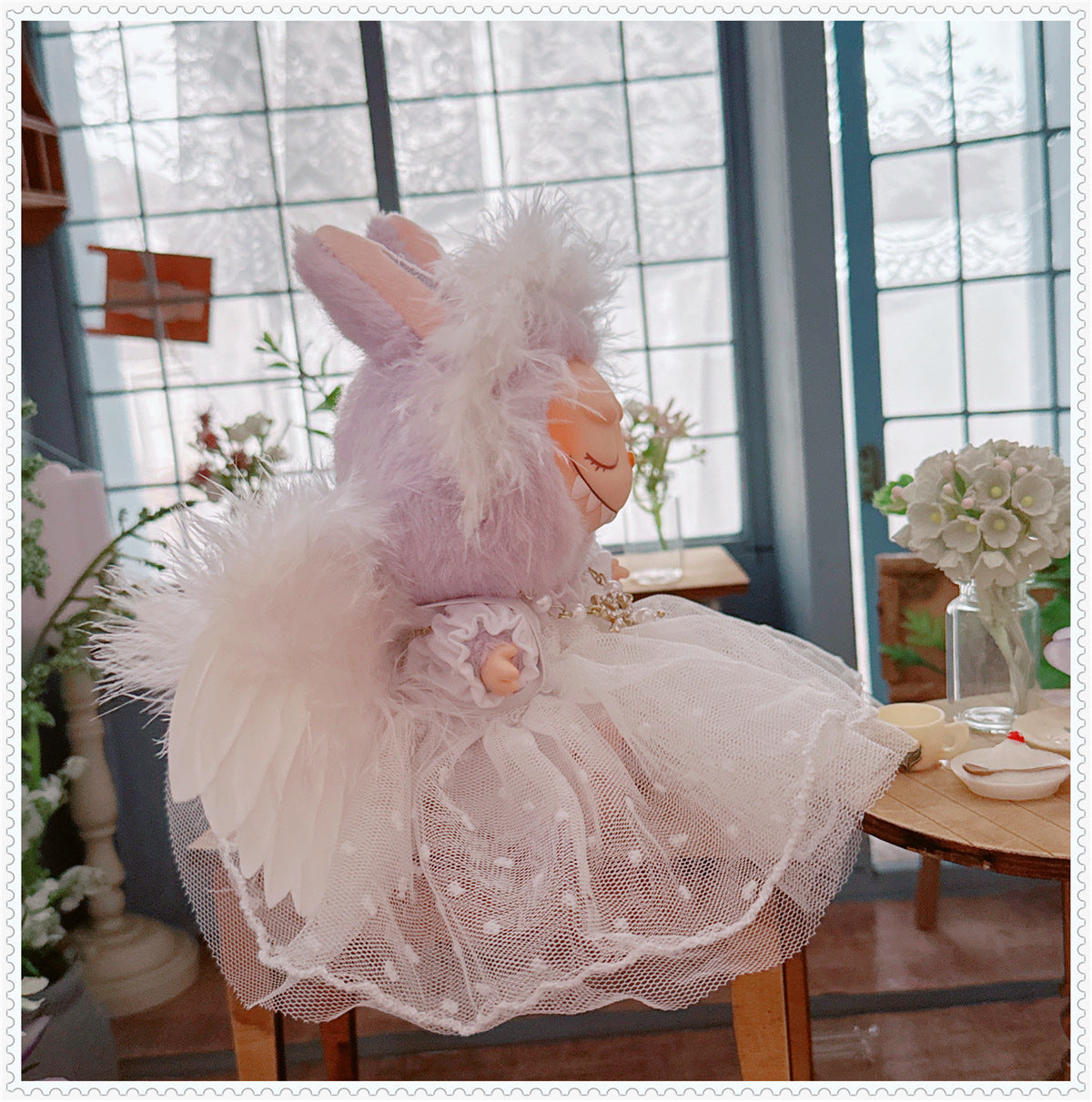 1st/2nd Generation Vinyl Blind Box 17CM Labubu Clothes Sitting Party White Angel Dress Wedding Dress LABUBU Outfit