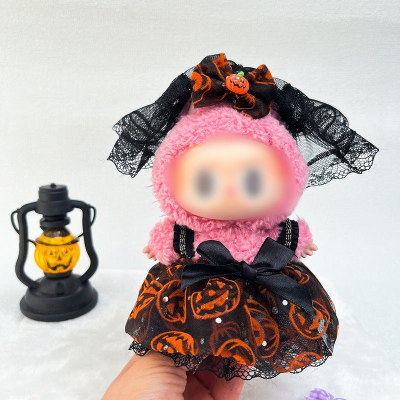 Halloween Pumpkin Baby Doll Clothes Labubu First Generation Second Generation Third Generation Replacement Labubu Halloween Dress-Up Outfit