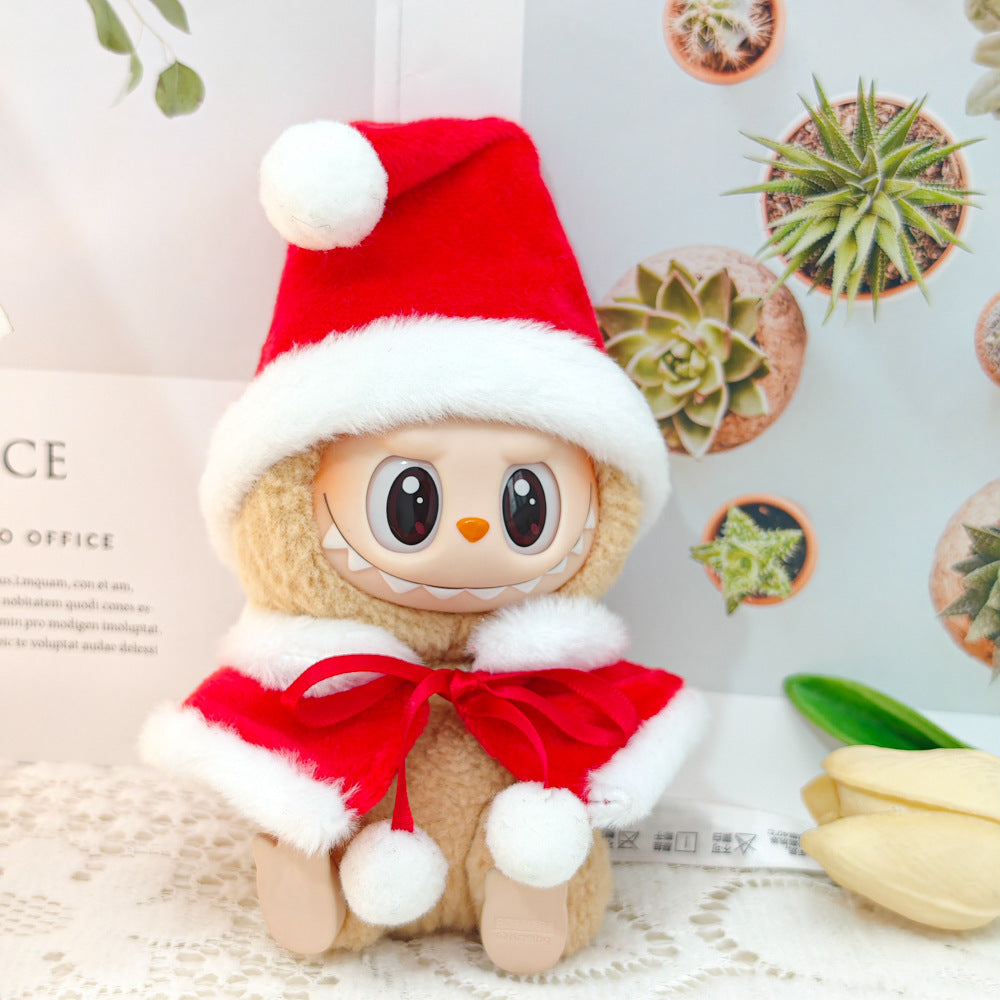 First and Second Generation Blind Box Labubu Pendant Christmas Cloak Doll Clothes Labubu Cookie Man Sweater Christmas Hat