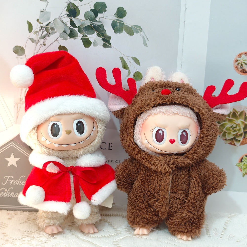 First and Second Generation Blind Box Labubu Pendant Christmas Cloak Doll Clothes Labubu Cookie Man Sweater Christmas Hat