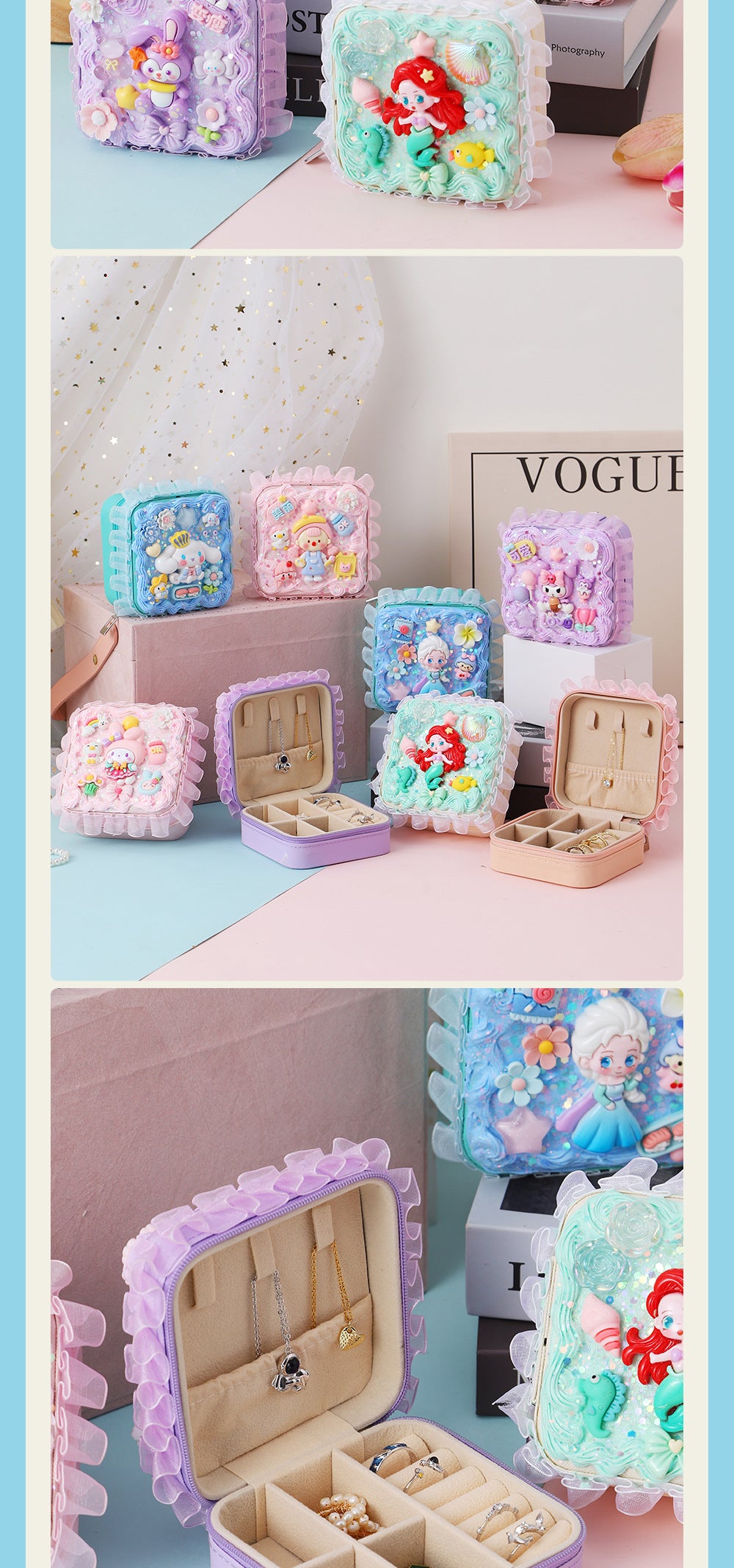 New Product Elegant Jewelry Box Children diy Simulation Cream Glue Material Kit Girl's Jewelry Box Cute Jewelry Bag
