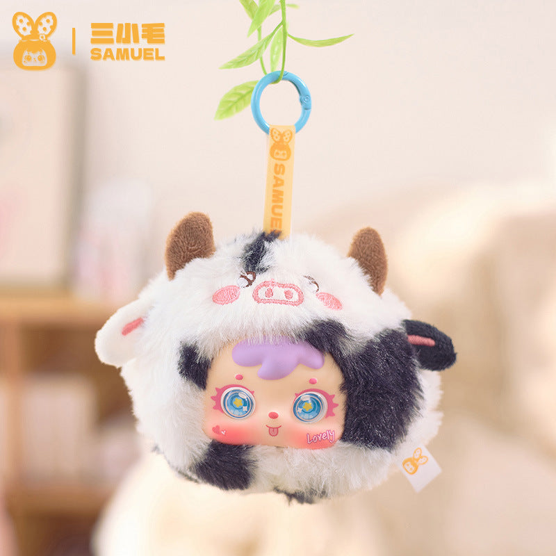Girlish Cute Three Little Furry Zodiac Plush Blind Box Girl Backpack Decoration Pendant