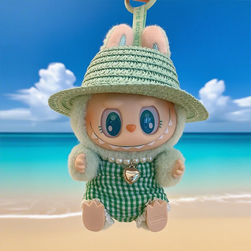 Seaside Vacation Style Labubu Doll Clothes Accessories Plush Doll Pearl Glasses Swimming Ring Suit