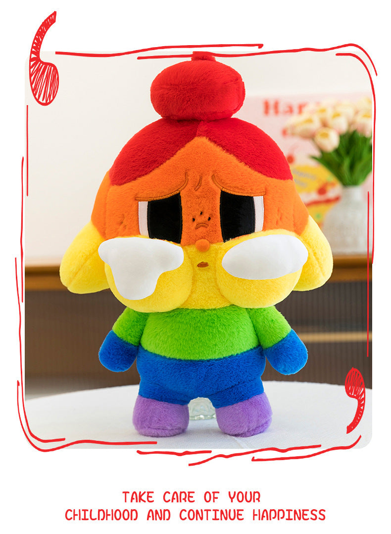 WA KU KU Rainbow Crying Baby Plush Toy Cute Doll Internet Celebrity Girl Gift Cloth Doll Wholesale