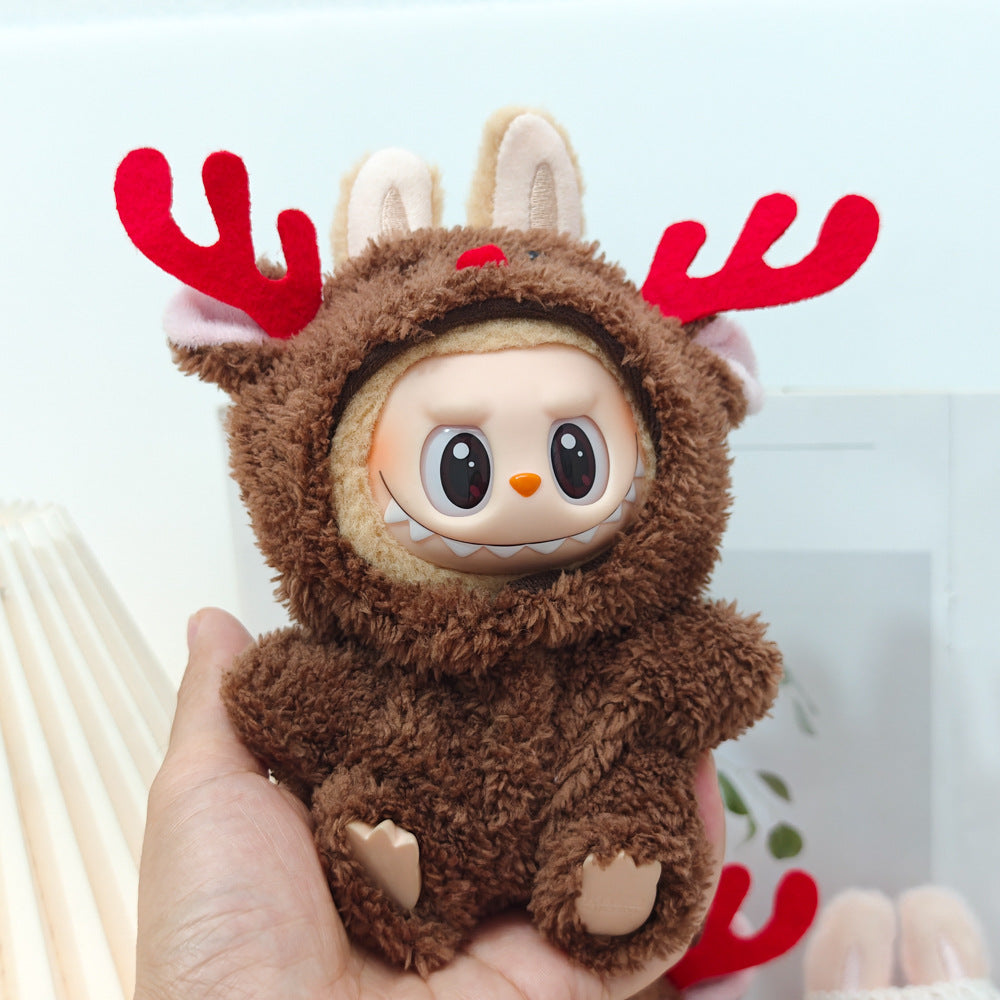 First and Second Generation Blind Box Labubu Pendant Christmas Cloak Doll Clothes Labubu Cookie Man Sweater Christmas Hat