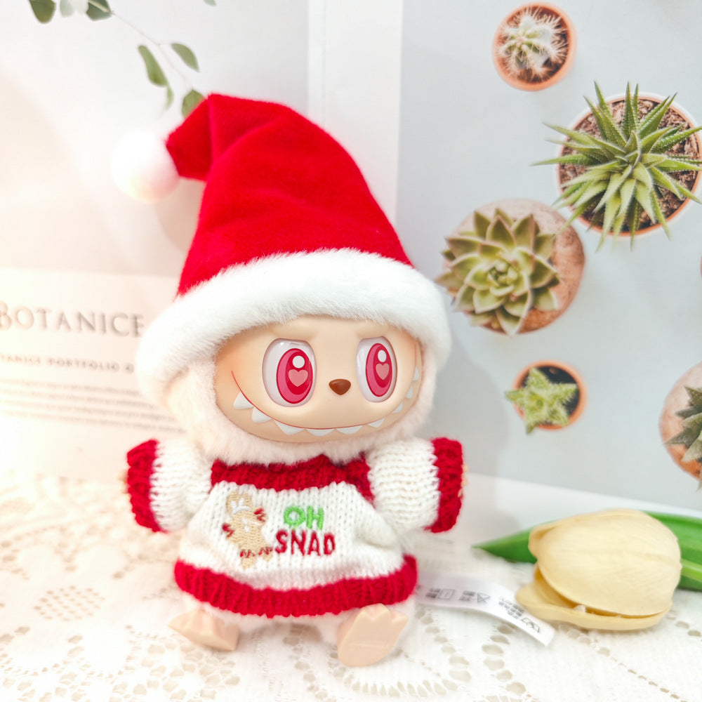 First and Second Generation Blind Box Labubu Pendant Christmas Cloak Doll Clothes Labubu Cookie Man Sweater Christmas Hat