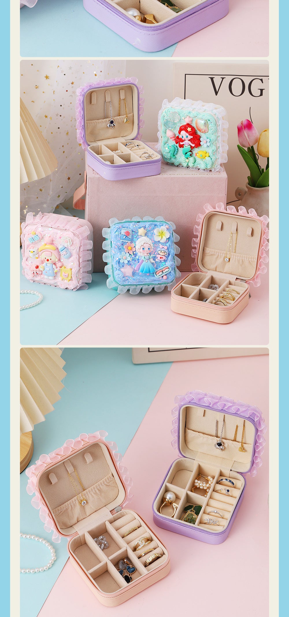 New Product Elegant Jewelry Box Children diy Simulation Cream Glue Material Kit Girl's Jewelry Box Cute Jewelry Bag