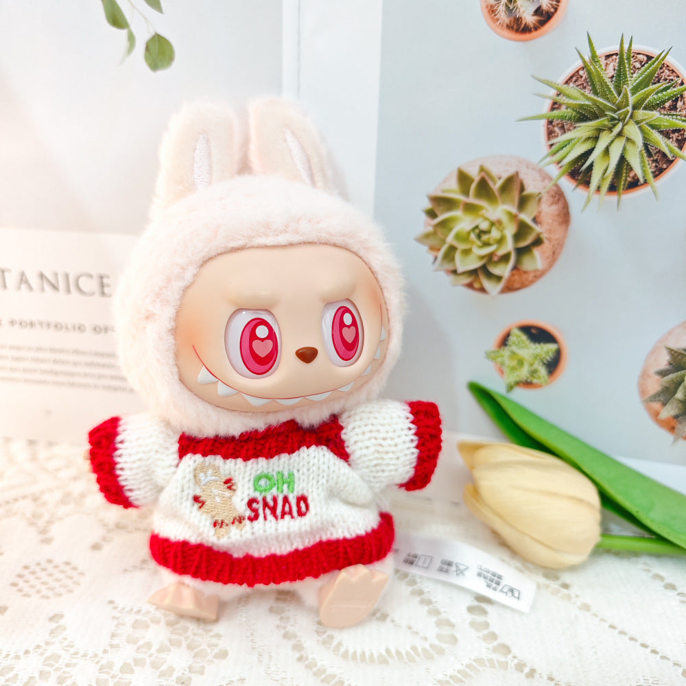 First and Second Generation Blind Box Labubu Pendant Christmas Cloak Doll Clothes Labubu Cookie Man Sweater Christmas Hat