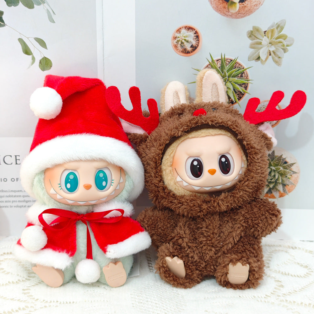 First and Second Generation Blind Box Labubu Pendant Christmas Cloak Doll Clothes Labubu Cookie Man Sweater Christmas Hat