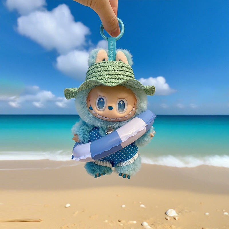 Seaside Vacation Style Labubu Doll Clothes Accessories Plush Doll Pearl Glasses Swimming Ring Suit