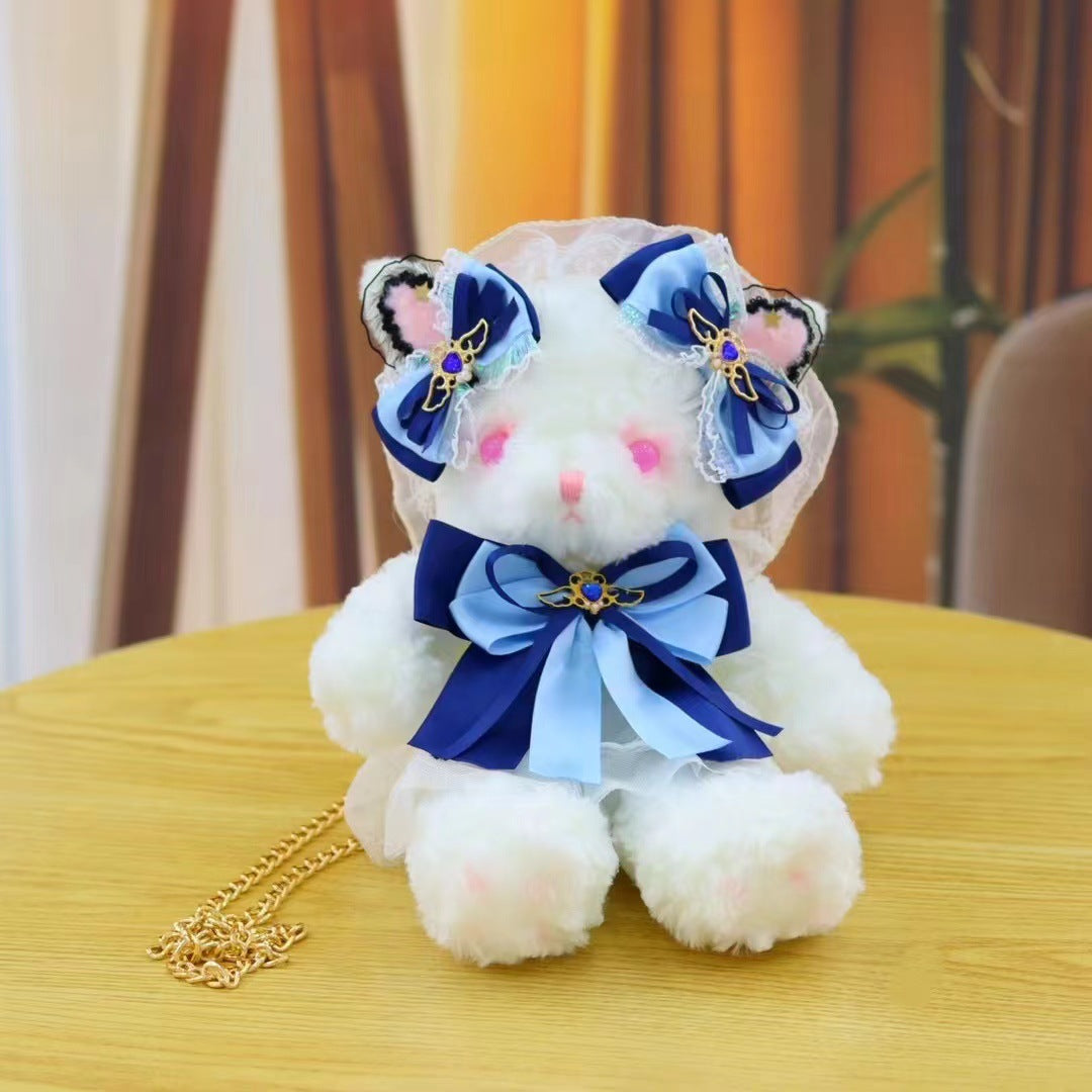 INS Cute Teddy Bear Plush Toy Lolita Handmade Bear Bag Girl Soft Bear Bag Lolita Bag