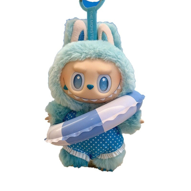 Seaside Vacation Style Labubu Doll Clothes Accessories Plush Doll Pearl Glasses Swimming Ring Suit