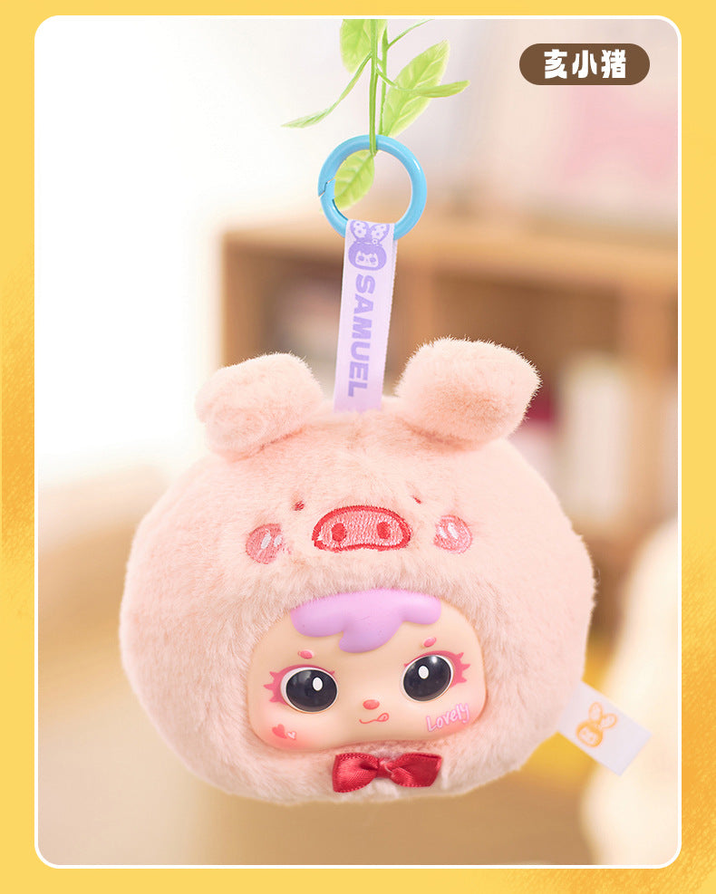 Girlish Cute Three Little Furry Zodiac Plush Blind Box Girl Backpack Decoration Pendant