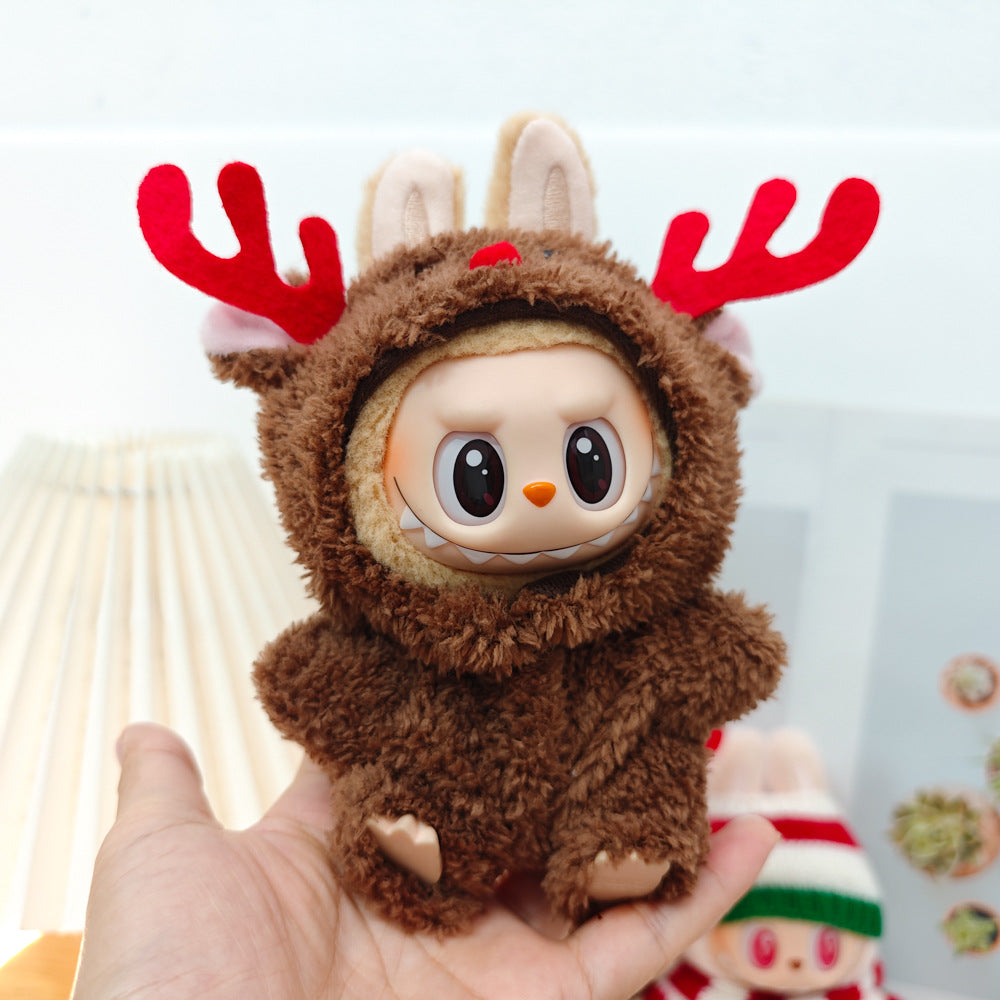 First and Second Generation Blind Box Labubu Pendant Christmas Cloak Doll Clothes Labubu Cookie Man Sweater Christmas Hat