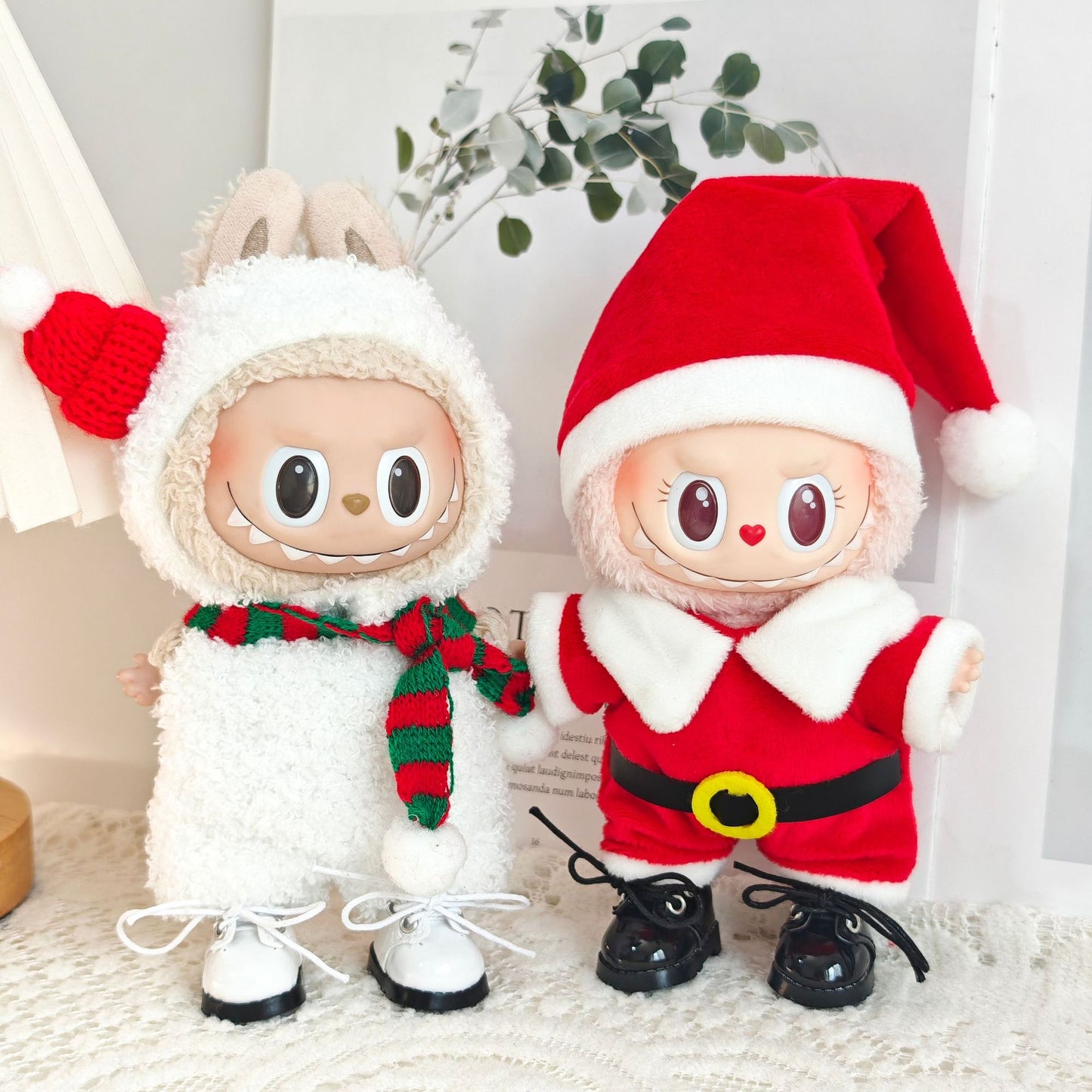 First and Second Generation Blind Box Labubu Pendant Christmas Cloak Doll Clothes Labubu Cookie Man Sweater Christmas Hat