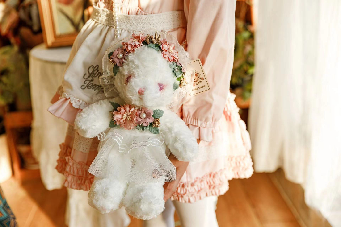 INS Cute Teddy Bear Plush Toy Lolita Handmade Bear Bag Girl Soft Bear Bag Lolita Bag