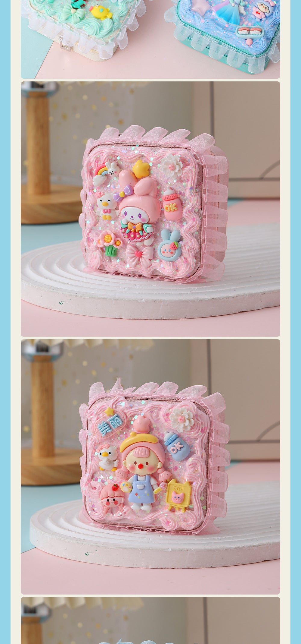New Product Elegant Jewelry Box Children diy Simulation Cream Glue Material Kit Girl's Jewelry Box Cute Jewelry Bag