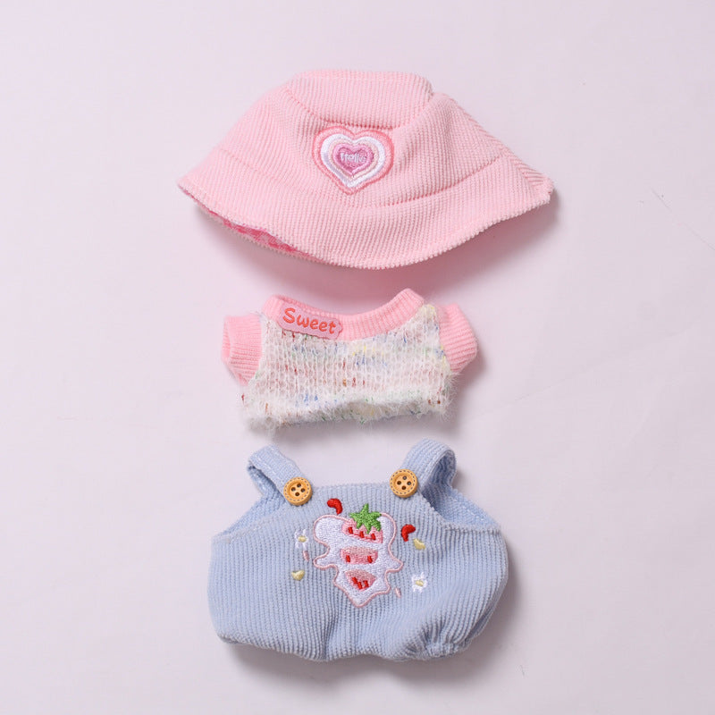 Only Baby Clothes] First Second Third Generation Pendant Labubu Clothes Strawberry Overalls Hat Labubu Baby Clothes Replacement
