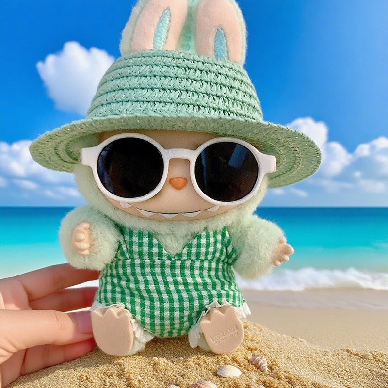 Seaside Vacation Style Labubu Doll Clothes Accessories Plush Doll Pearl Glasses Swimming Ring Suit