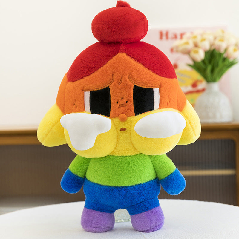 WA KU  KU Rainbow Crying Baby Plush Toy Cute Doll Internet Celebrity Girl Gift Cloth Doll Wholesale