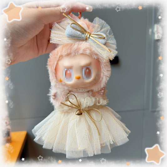 17CM Labubu Wedding Dress Set Baby Clothes Replacement Labubu Dress Two-Piece Set