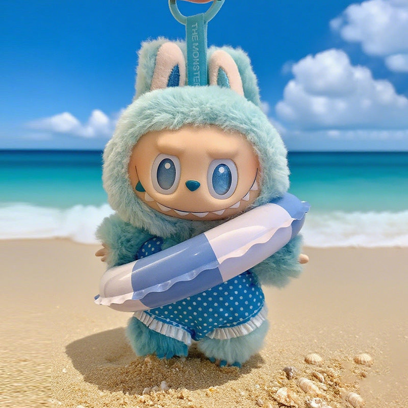 Seaside Vacation Style Labubu Doll Clothes Accessories Plush Doll Pearl Glasses Swimming Ring Suit