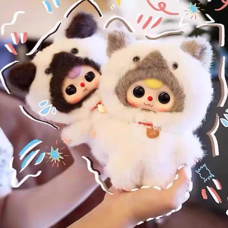 完成Baby three Three-Year-Old Child Who Am I Cat Plush Blind Box Trendy Toy Figurine Pendant Doll Gift